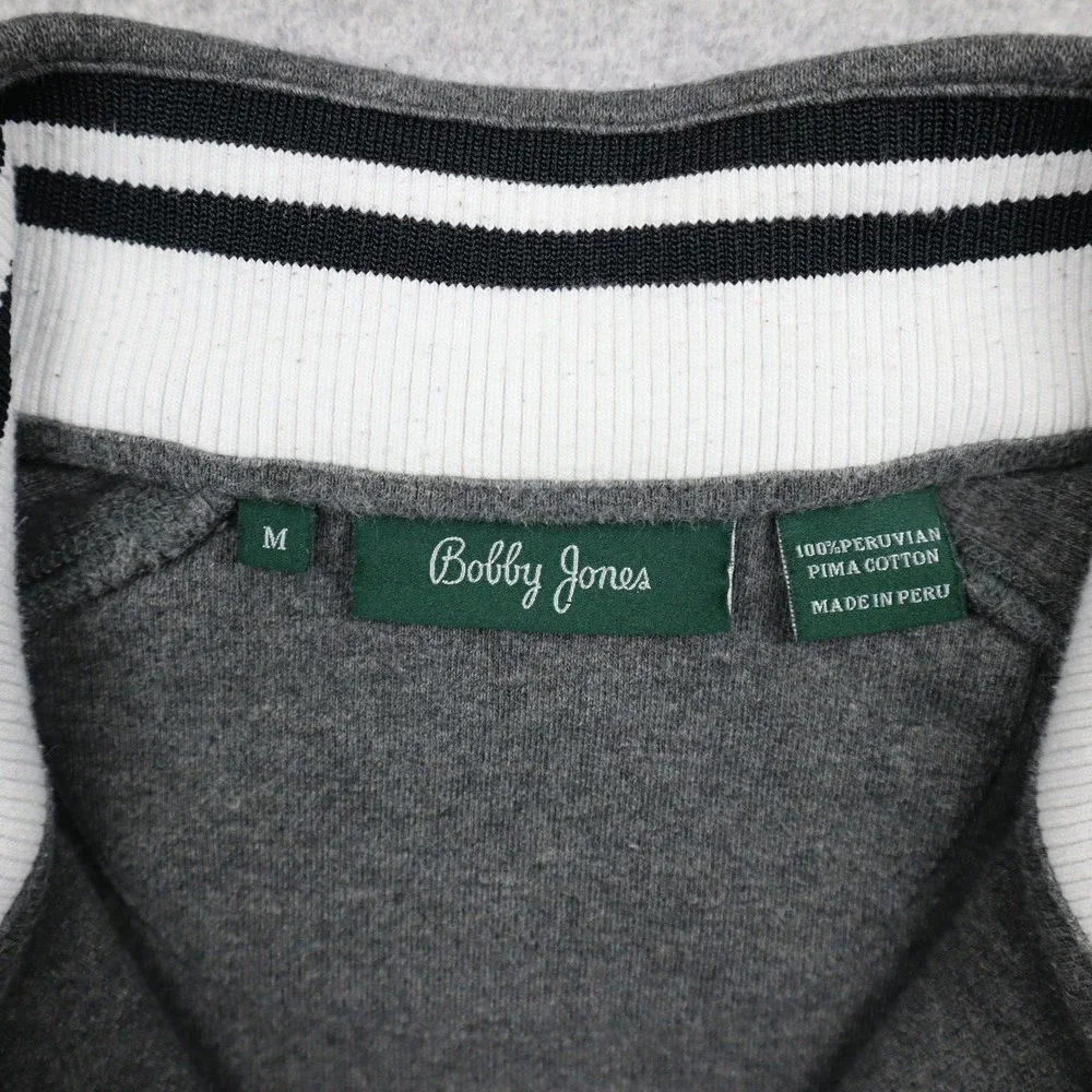 Bobby Jones Quarter Zip Pullover Mens Medium Gray Pima Cotton Golf Sweater